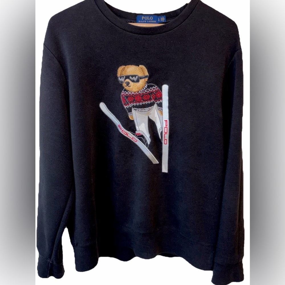 Polo Ralph Lauren RARE Limited Edition Embroidered Ski bear Sweatshirt black  L